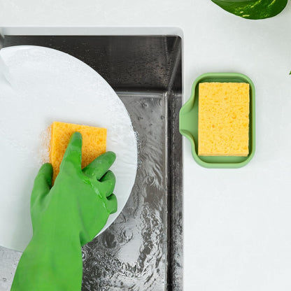 Zulay Kitchen (9x3.5in) Sponge Holder for Kitchen Sink - Flexible Heavy-Duty Multipurpose Sink Caddy - Counter Organizer for Kitchen, Bathroom, Makeup, Trinkets & More! (Grey)