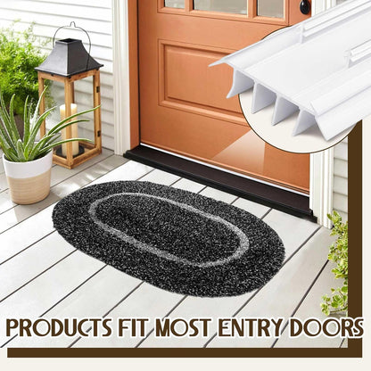 Pushglossy 2 Pcs Kerf Style Door Bottom 36" Long 1 3/4" Wide Replacement Threshold Seal with Vinyl Fins Weatherstrip Draft Stopper for Interior Exterior Doors(White)