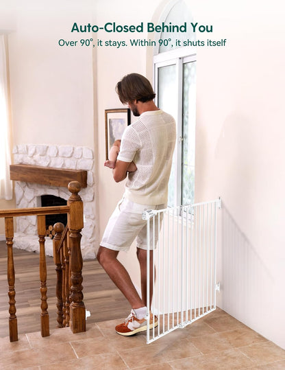 Babelio Baby Gate for Stairs, Kitchen & Doorways, No Bottom Bar| One-Handed Operation| Auto-Close| Hardware Mount (Drill Needed) Safety Dog/Pet Gate (Black - B17, 26-43" W, 28" H)