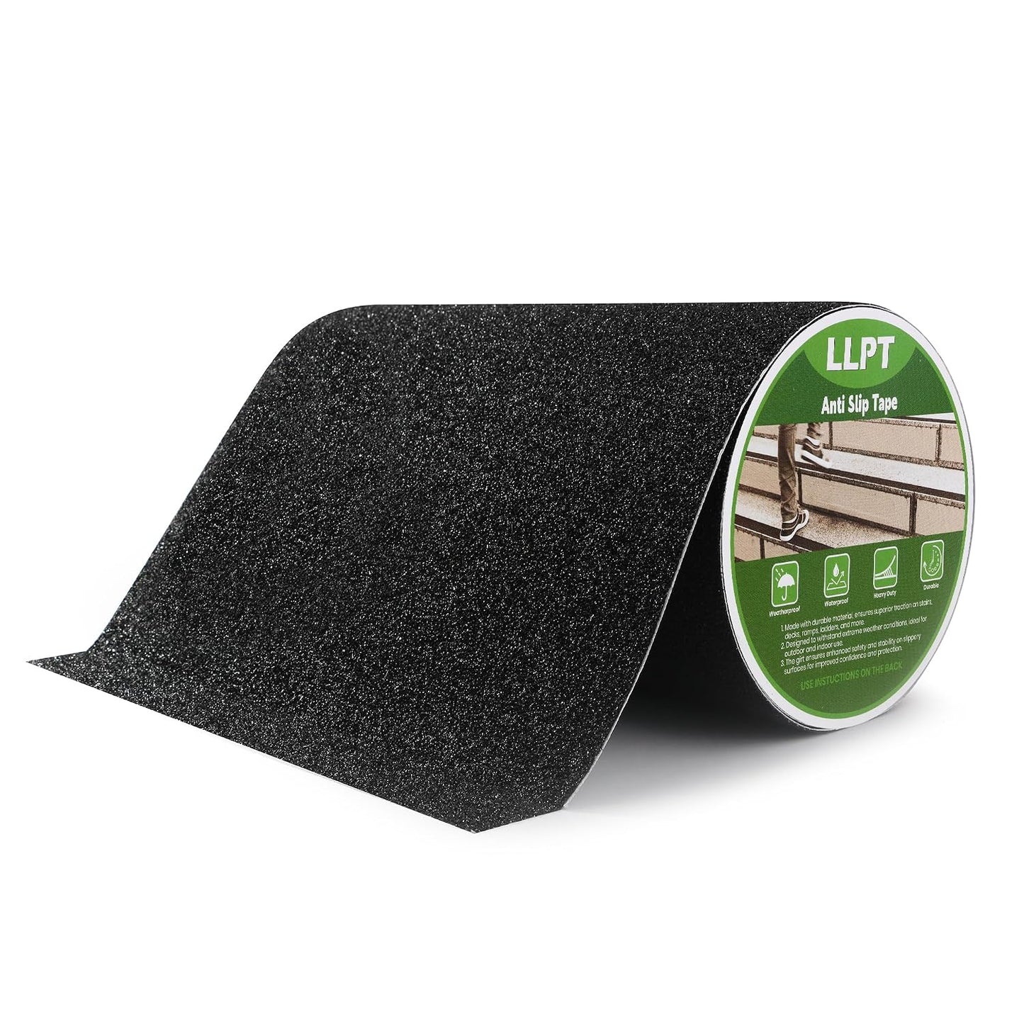 LLPT Grip Tape 2" x 16.5 Ft Ft Black Heavy Duty Anti Slip Tape | Waterproof, Deep Diamond Anti-Slip Texture, Strong Adhesion for House Stairs Ladders Bathroom Floor Steps Staircase Tread