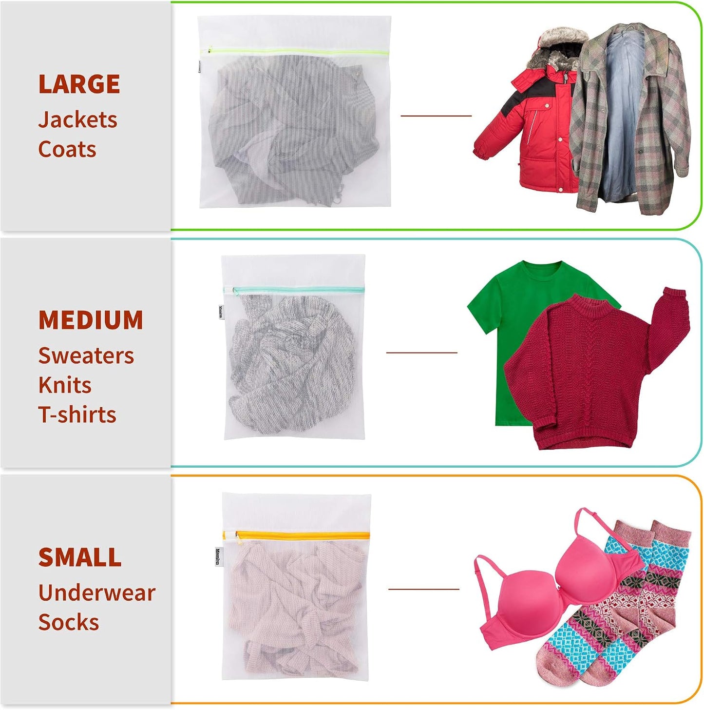 Mamlyn Mesh Laundry Bag for Delicates, Wash Bag for Underwear and Lingerie, Makeup Organizer Bag (2 Small)
