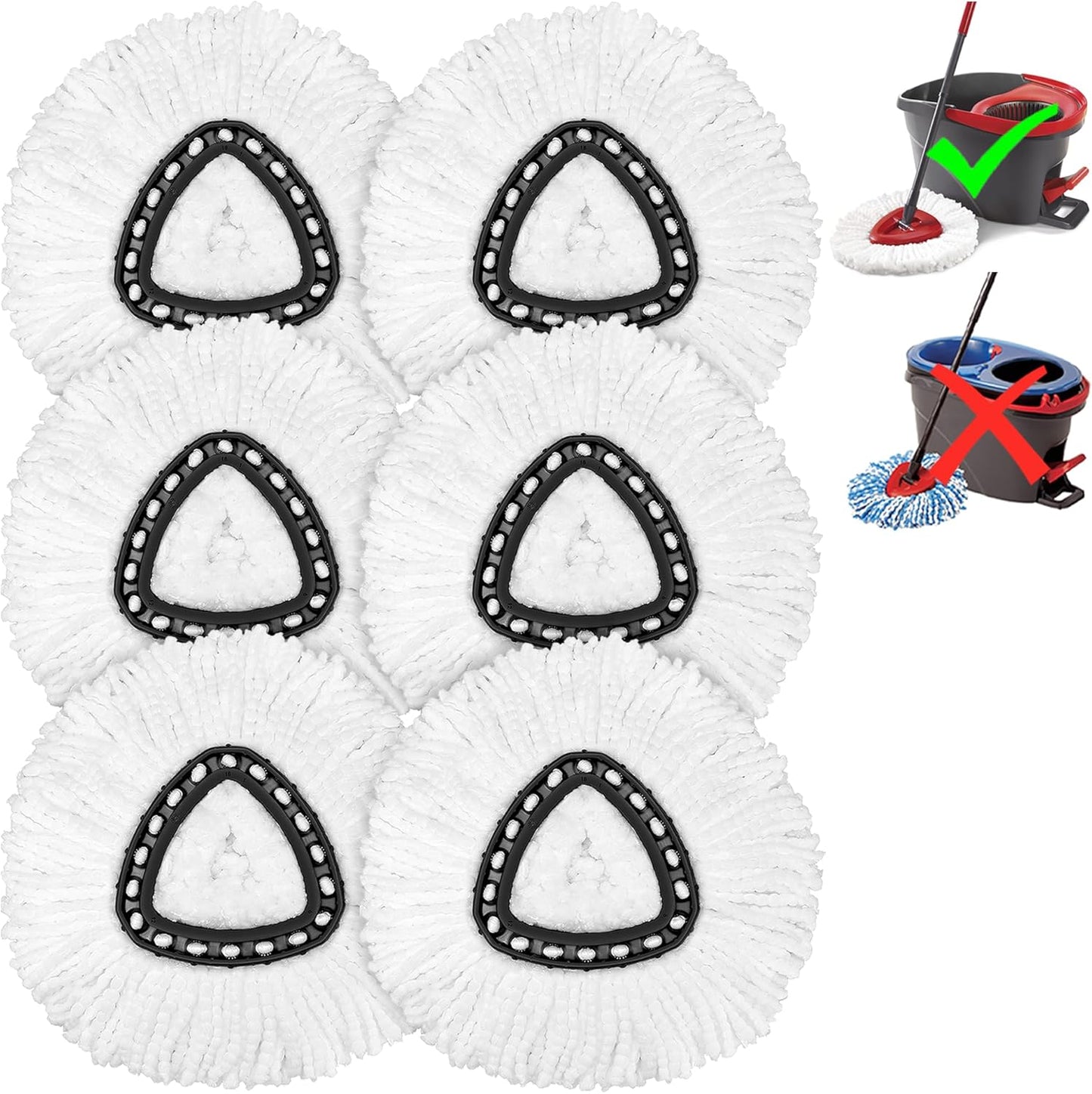 4 Pack Mop Heads Replacements for O-Ceda Easy Wrin Spin System, Microfiber Refills, Easy Cleaning Mop Repalce Head