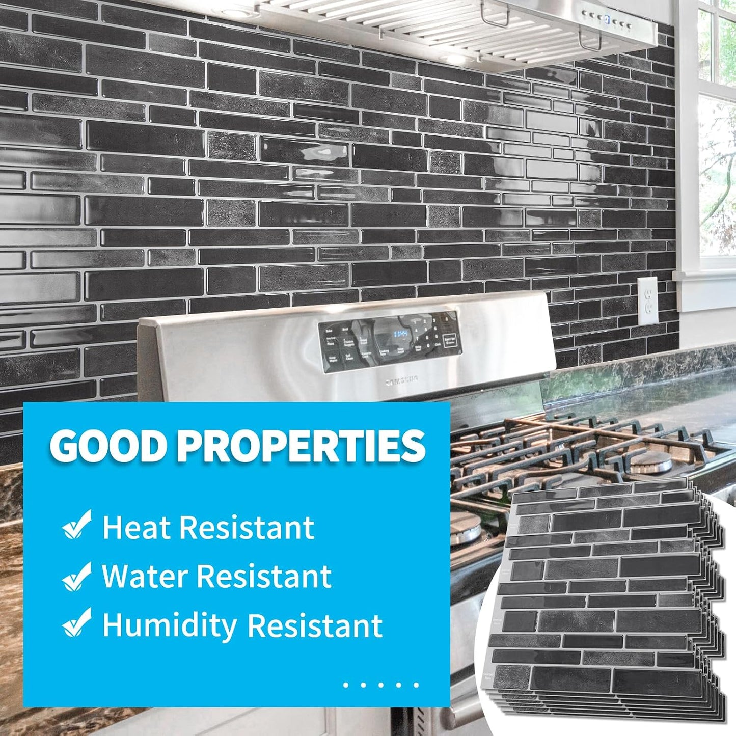 Art3d 10-Sheet Premium Stick On Kitchen Backsplash Tiles, 12"x12" Peel and Stick Self Adhesive Wall Tiles, White Marble Design