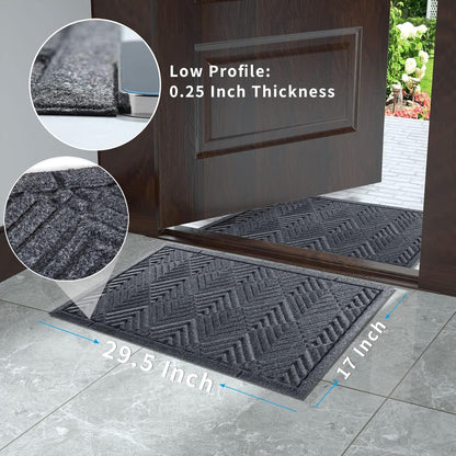 Yimobra Front Door Mat, All-Season Waterproof Outdoor Mat for Entrance with Drainage Holes, Heavy Duty Non-Slip Doormat for Garage Patio Entryway Indoor, 29.5x17, Red