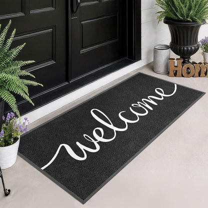 EARTHALL Door Mat Outside Inside Home Doormat, 30"x17.5", Durable Floor Mat Non Slip Mat Ultra Absorb Mud Easy Clean Front Doormat for Garage, Entryway, Patio, High Traffic Areas, Black
