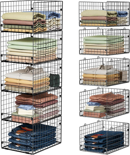 Yociyoga 4-Tier Stackable Closet Organizers and Storage Shelves, Foldable Closet Shelf Organizer, Black(Patent Protection)(Patent No. 30022416)