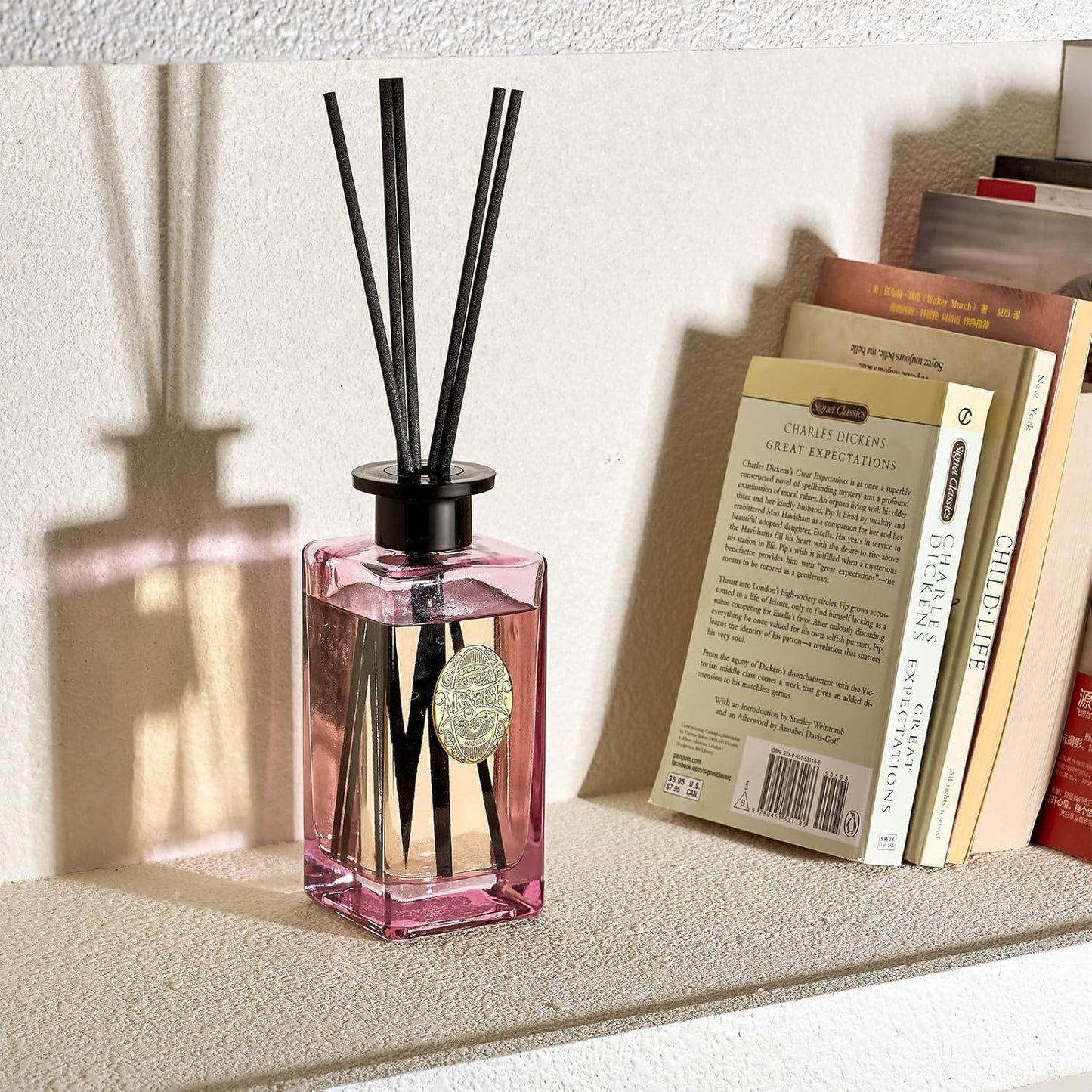 M&SENSE 6.3 oz Large Reed Diffuser Set | Lime+Basil Scent Oil Diffuser with Sticks | Hotel Collection Non-Toxic Home Fragrance |for Bedroom Bathroom Living Room - Colors B