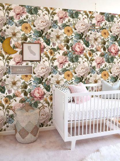 Orainege Pink Floral Peel and Stick Wallpaper Removable Self Adhesive Wallpaper 16.9inx118.1in Modern Wall Paper for Bedroom Bathroom Green Leaf Contact Paper for Cabinets