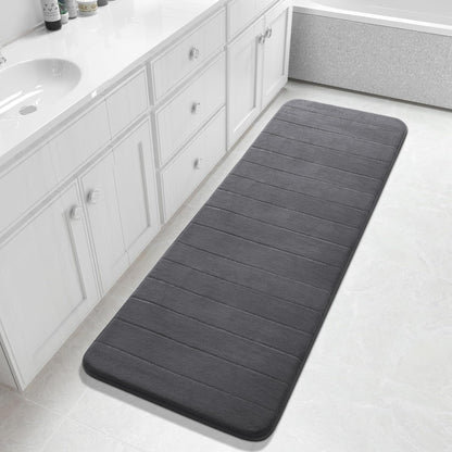 Yimobra Memory Foam Bath Mat, Super Soft Absorbent Bathroom Rug Non Slip, Quick Dry, Machine Washable Floor Carpet for Tub Shower, Home Decor Accessories, 24x17, Grey