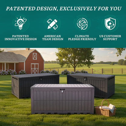 YITAHOME 134 Gallon Large Deck Box | Waterproof Resin Outdoor Storage Box with Lock, Doubles as 2-Person Bench Seating for Patio Furniture Cushions,Garden Tools &