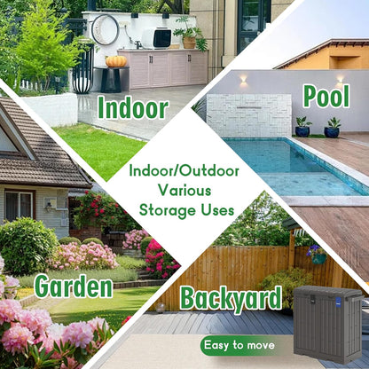 Outdoor Storage Box, 60 Gallon Waterproof Deck Box, Lockable Storage Container, Built-in Reinforcing Metal Rod Outside Resin Bin for Patio, Garden, Poolside and Garage