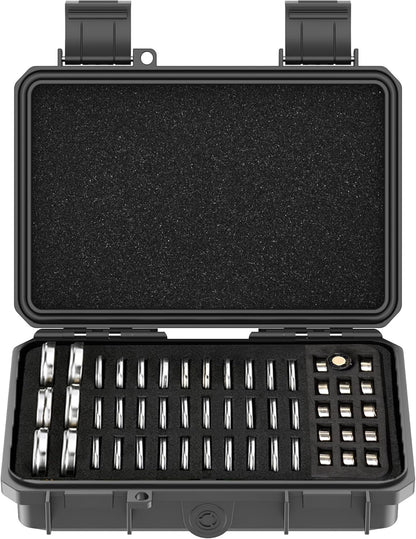 24 Slots CR2 CR123 CR123A Lithium Battery Organizer Case, IP67 Waterproof Hard Case for CR17345/CR16340/CR18350/CR15270(CR2) Explosionproof Batteries Storage Holder for Household Outdoor Camping