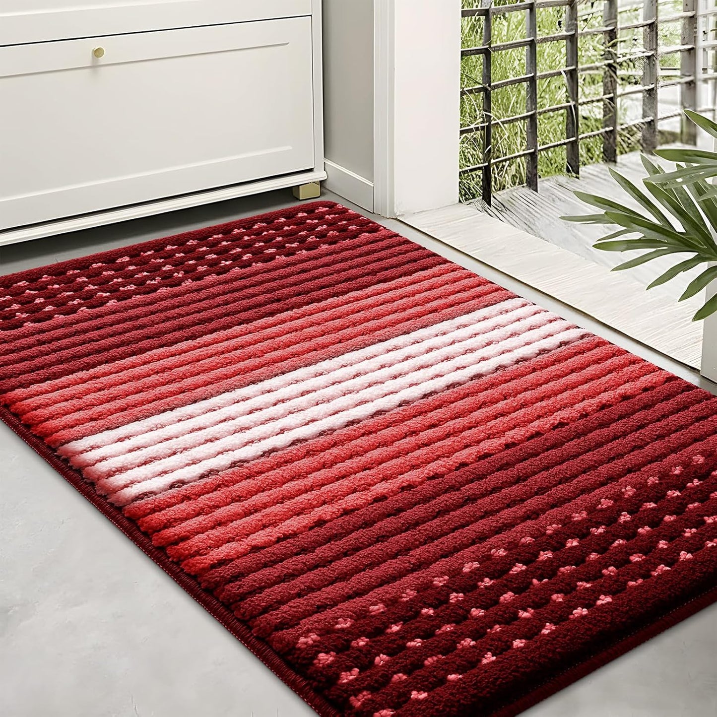 Kitinjoy Indoor Outdoor Door Mat, 32x20 Non-Slip Absorbent Dirt Trapper, Low-Profile Washable Inside Entrance Front Floor Mat, Sturdy Soft Entry Doormats for Entryway, Grey