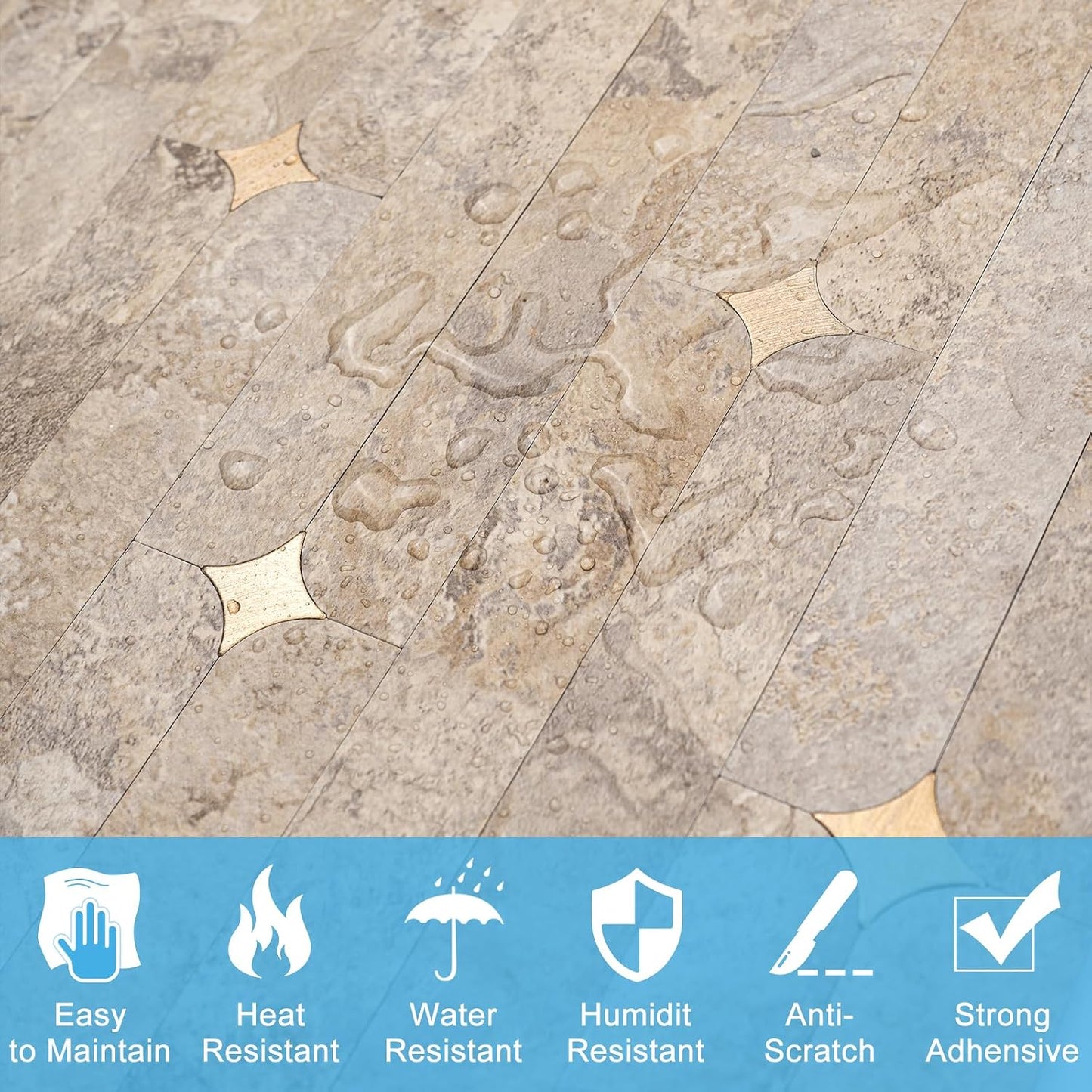 Peel and Stick Backsplash Tile, 10 Sheets Waterproof PVC Wall Tiles for Kitchen Bathroom, Thick Self Adhesive Stick on Backsplash, Covers 9.67 Sq.Ft