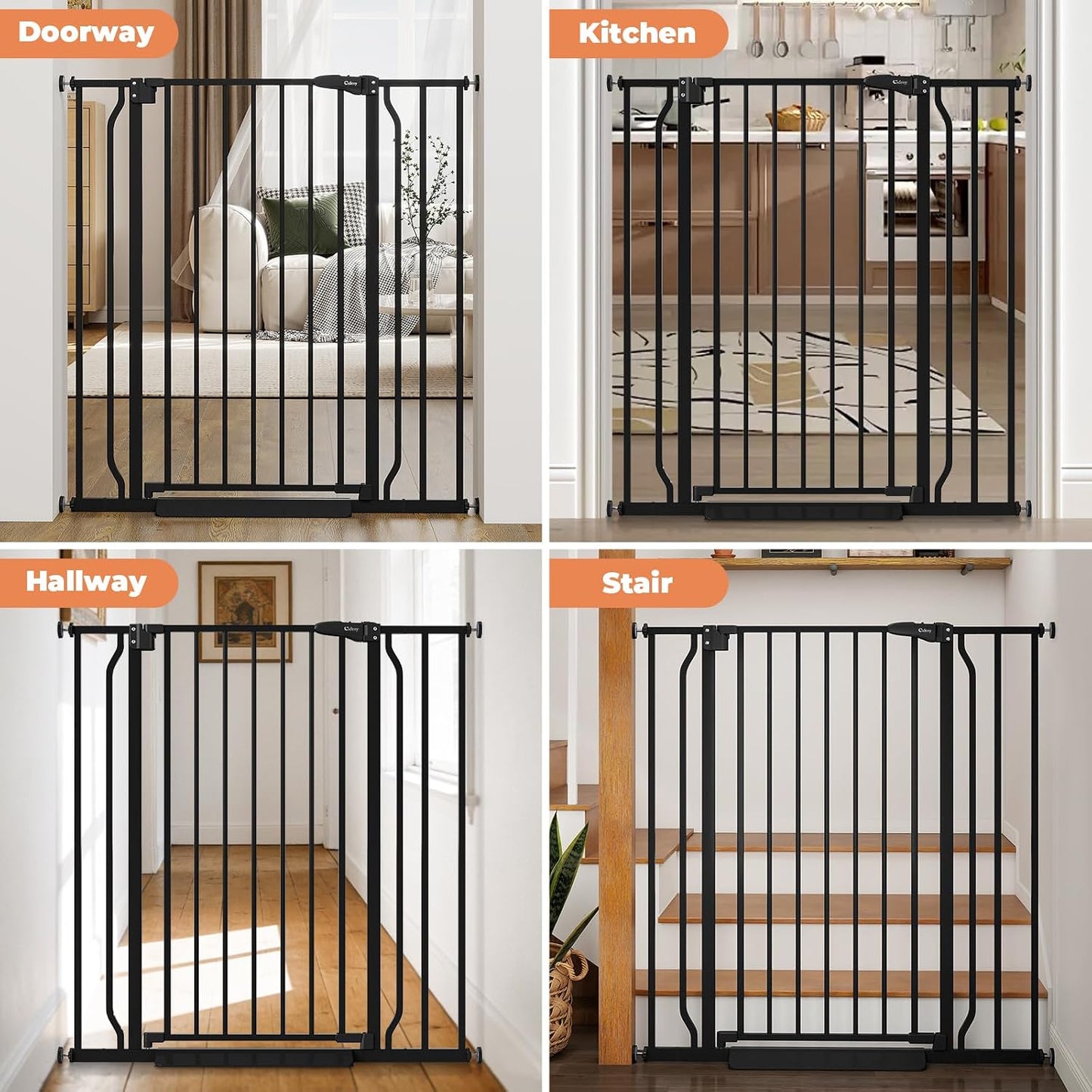 Baby Gate No Drilling, 29"-40" Auto Close Dog Gate Indoor for Doorways & Stairs, Pressure Mounted Adjustable Pet Gate, Easy Walk Through Child Gate for Children & Pets Stroller Friendly, White