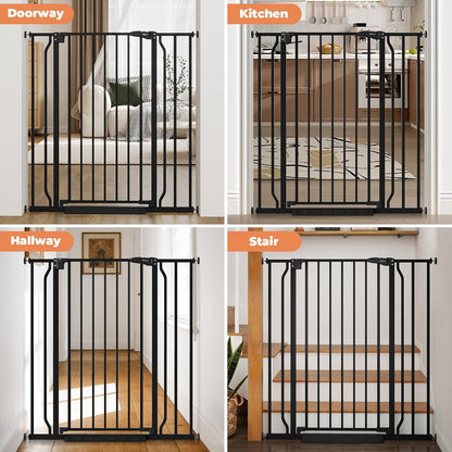 Baby Gate No Drilling, 29"-40" Auto Close Dog Gate Indoor for Doorways & Stairs, Pressure Mounted Adjustable Pet Gate, Easy Walk Through Child Gate for Children & Pets Stroller Friendly, White