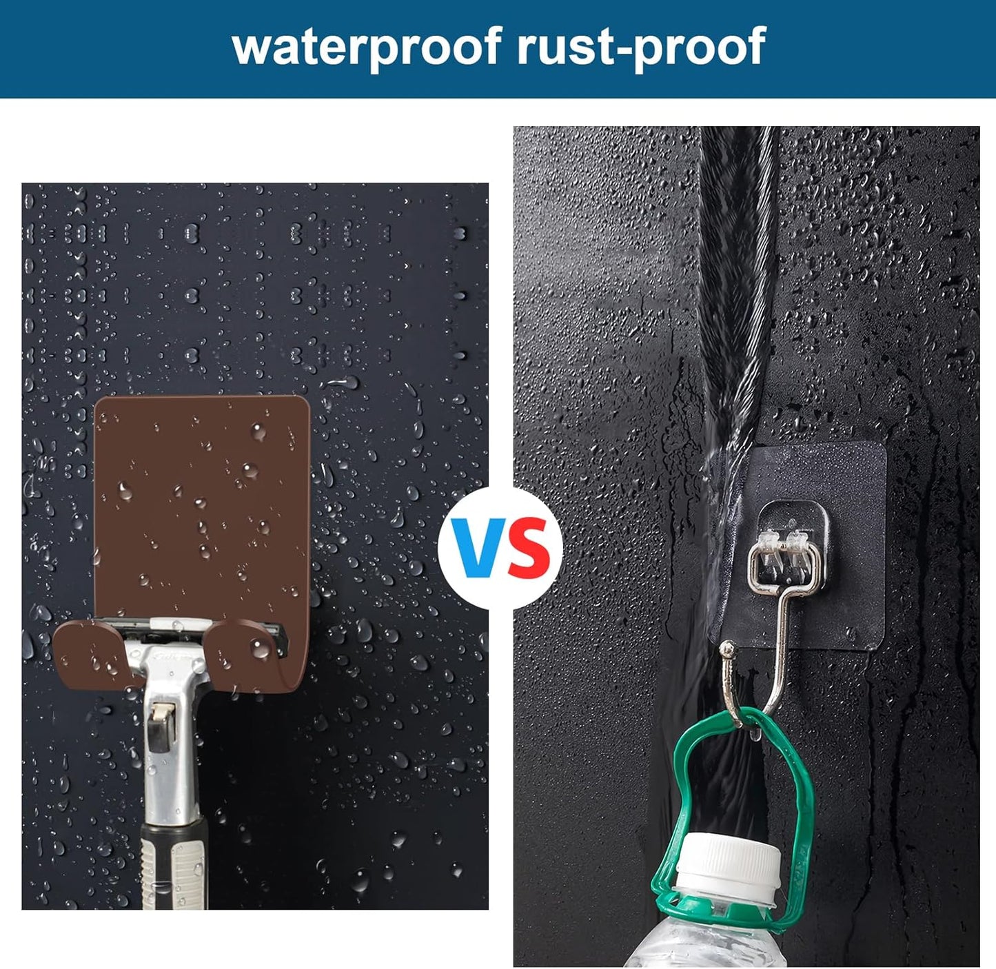 Diesisa Razor Holder for Shower + Adhesive Wall Hooks, Premium 304 Stainless Steel Shower Razor Holder with Heavy Duty Waterproof Sticky Hooks for Hanging Towels, Coat, hat (2+2 Pack)