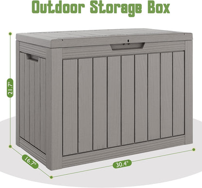 KAMABOKO 31 Gallon Outdoor Storage Box, Resin Deck Boxes Indoor and outdoor, Waterproof Storage Box Lockable Lid for Garden Tools, Package Delivery, Pool Supplies, Patio Cushions, Black