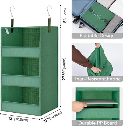 GRANNY SAYS 3-Shelf Hanging Closet Organizer and Storage, Collapsible Hanging Closet Shelves, Hanging Organizer for Closet & RV, Gray, 29 ½" H X 12" W X 12" D, 1-Pack
