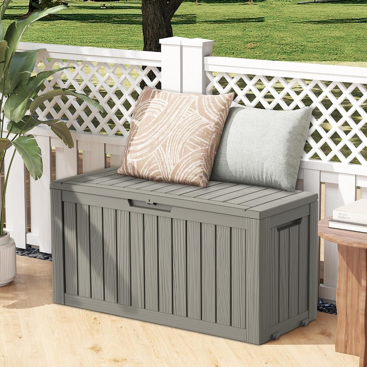 Outdoor Storage Box, 50 Gallon Waterproof Deck Storage Box, Lockable Patio Storage Bins for Package Delivery, Porch, Garden Tool, Cushions, Anti-Theft Weatherproof & UV-Resistant Parcel Drop Box