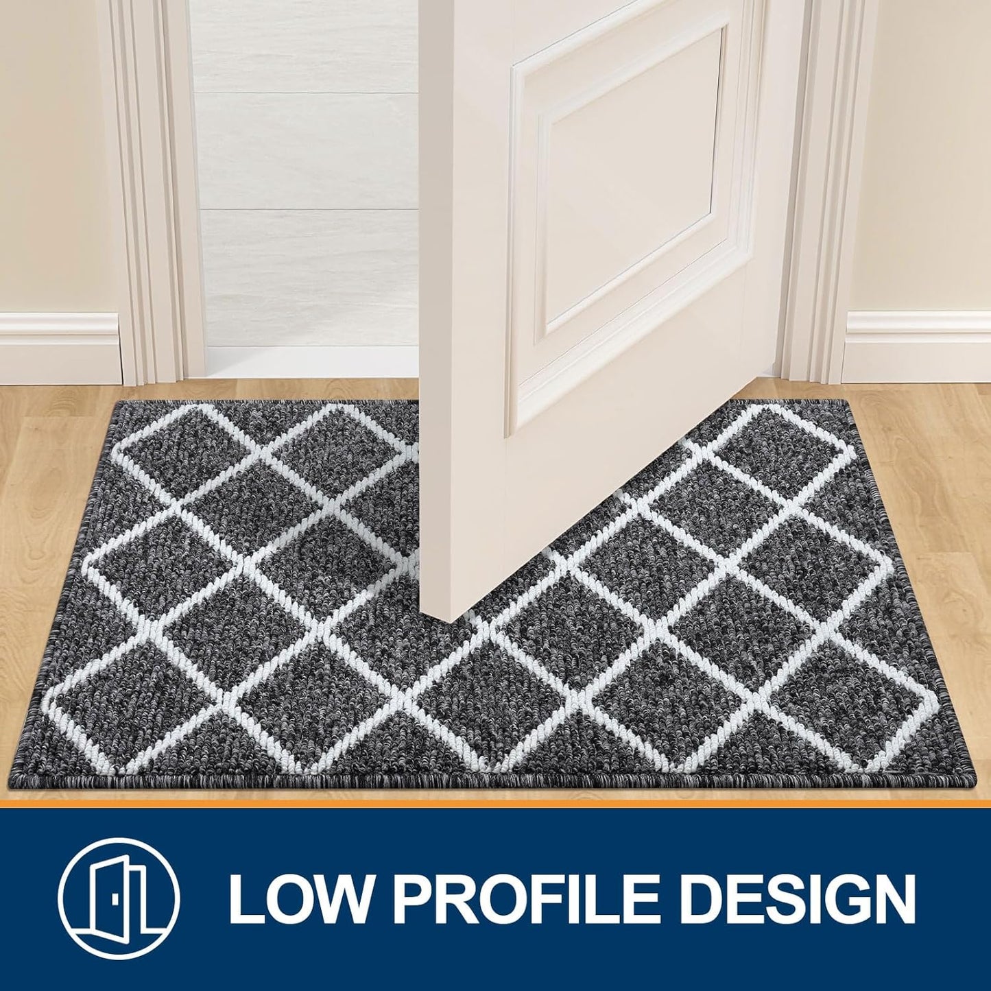Finchitty Indoor Door Mat, Dirt Resistant and Absorbent, Low-Profile, Non-Slip, Washable Inside Floor Mats for Front Door, Back, and Entrance, 32" x 20", Grey