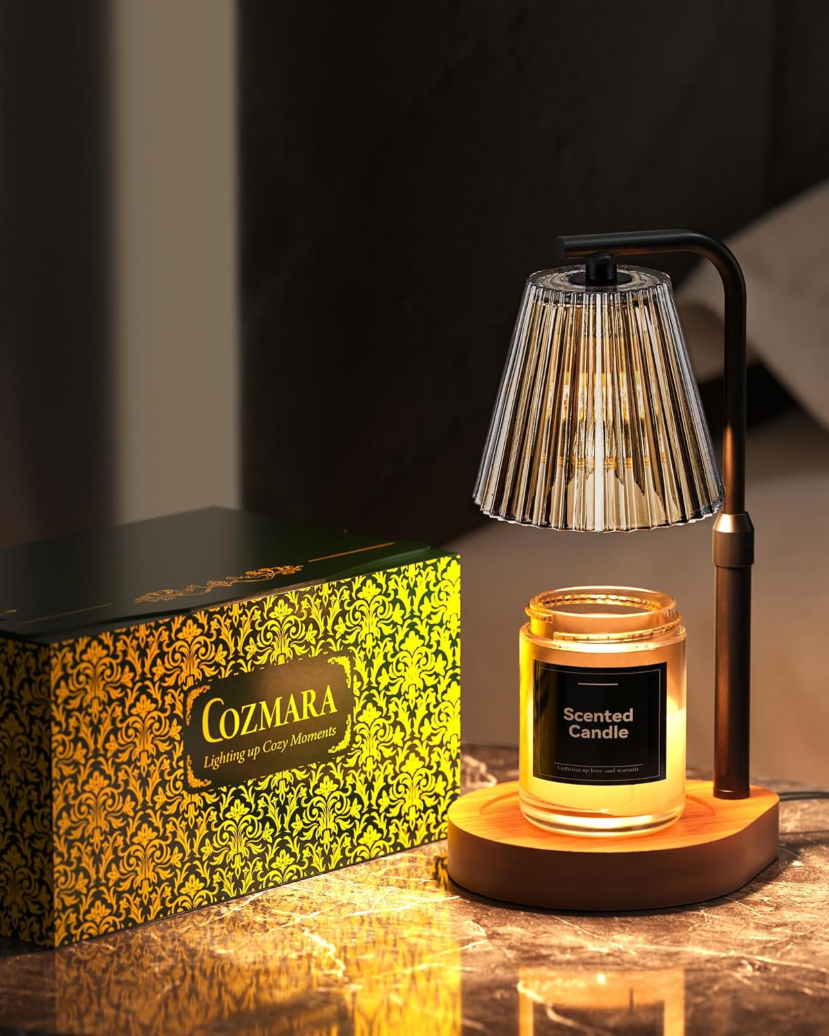 Candle Warmer Lamp with Timer & Dimmer for Yankee Candles, Adjustable Height Candle Warmer for Jar Candles, Wax Melt Lamp for Home Decor & Gifts, Black, 2 Bulbs
