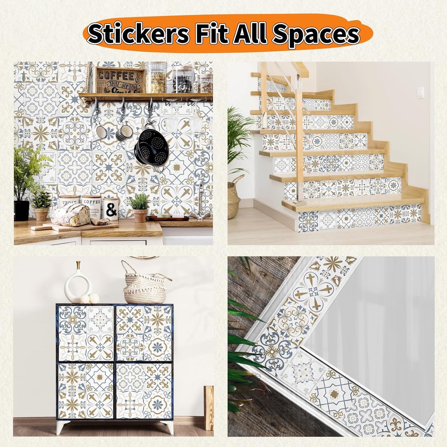 PVC Peel and Stick Tile Stickers 24Pcs Waterproof Removable Backsplash Wall Decals Self-Adhesive Subway Stickers for Kitchen Bathroom RV Instant DIY Upgrade Sticker (Style D, 3.94 x 3.94 Inch)