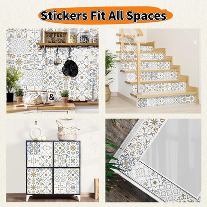 PVC Peel and Stick Tile Stickers 24Pcs Waterproof Removable Backsplash Wall Decals Self-Adhesive Subway Stickers for Kitchen Bathroom RV Instant DIY Upgrade Sticker (Style D, 3.94 x 3.94 Inch)