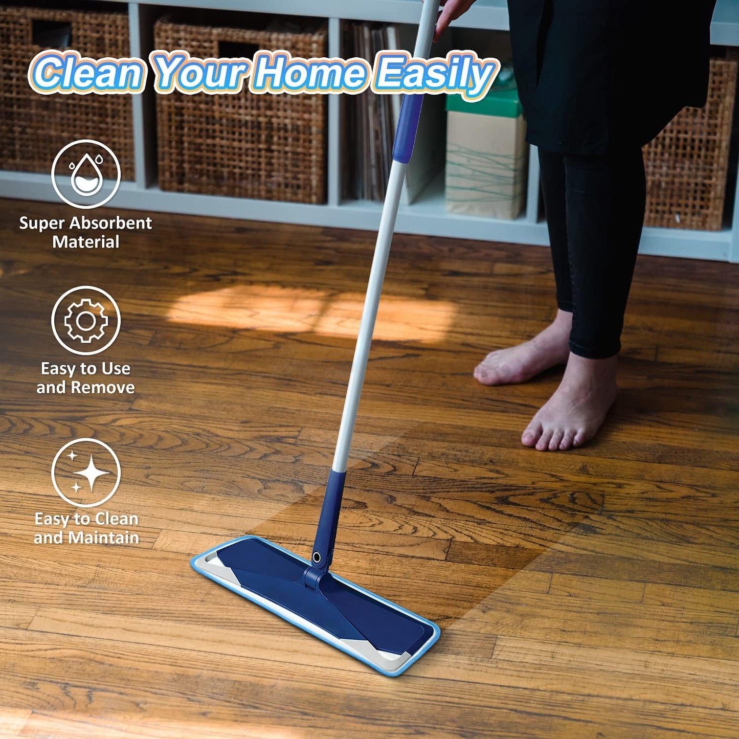 3 Pack Microfiber Mop Pads Replacement for Wet/Dry Mop Floor Cleaning Reusable Mop Pads Refills for Spray Floor Mops Compatible with Bona Floor Care System and Any Microfiber Flat Spray Mop