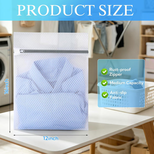 18-Pack Durable Mesh Laundry Bags for Delicates, 12x16 Inches Reusable Lingerie Wash Bags for Washing Delicates with Sturdy Zipper, Protect Clothes in Washing Machine for Home, College & Dorm