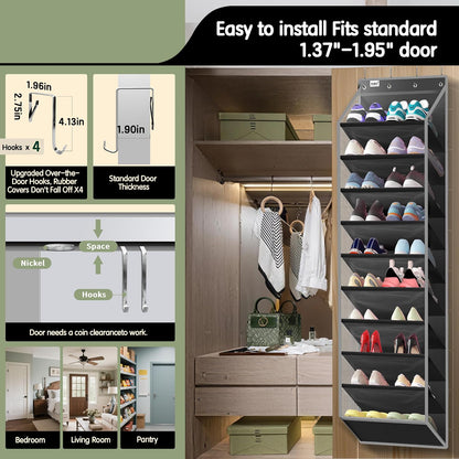 Kotkn 35 Compartment Over The Door Storage - Breathable Mesh Hanging Organizer with Large Pockets, Space Saving Design for Men & Women's Footwear, Closet, Bedroom （White）