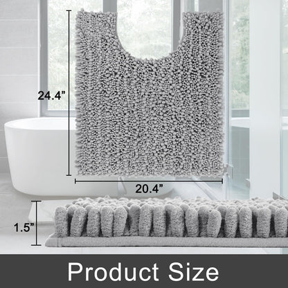 Yimobra Bathroom Rugs Non Slip Washable - Ultra Soft Absorbent Chenille Bath Mat, Quick Dry Shaggy Floor Carpet for Tub Shower, Gray Home Decor Accessories, 24x17 Inch