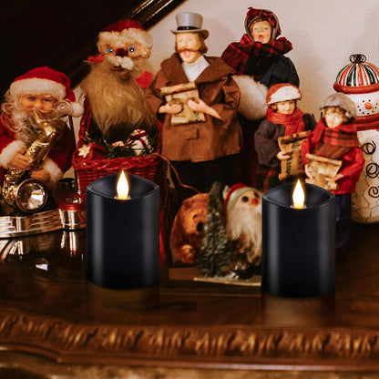 3x4 Flickering Flameless Candles Set of 3,Real Wax Pillar LED Candles,with Timer,4 inch Flameless Candles with Remote,for Party Wedding Holiday Home Decor,Ivory
