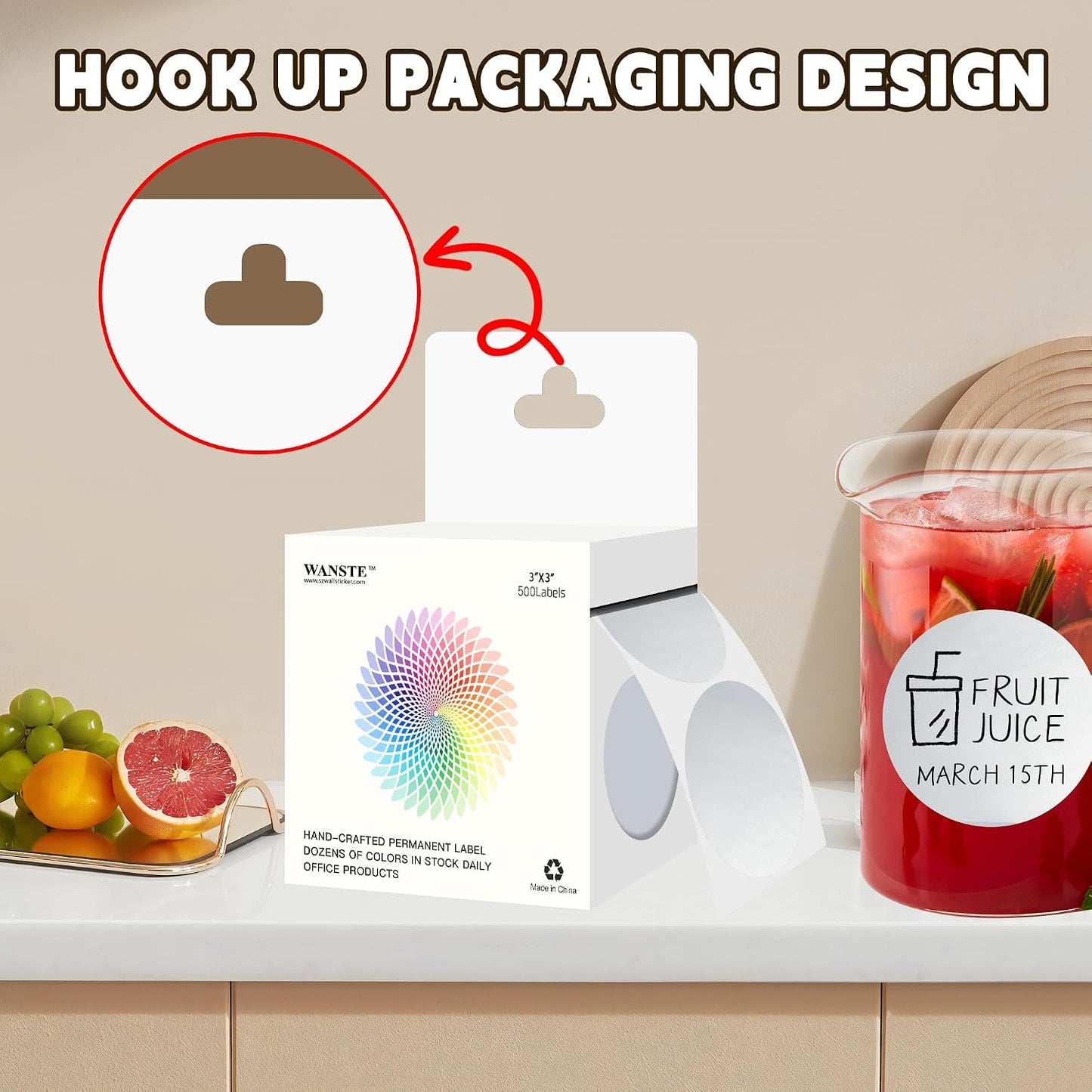 3 Inch White Color Code Dot Stickers,500 PCS Round Labels Stickers in Dispenser Box for Organization, Inventory,Classroom