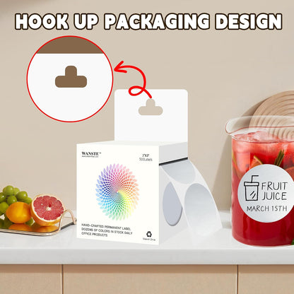 3 Inch White Color Code Dot Stickers,500 PCS Round Labels Stickers in Dispenser Box for Organization, Inventory,Classroom
