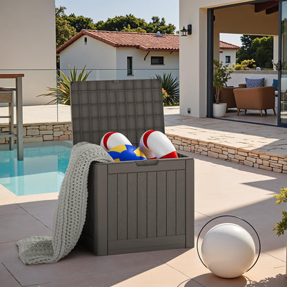 JUMMICO 31 Gallon Resin Deck Box Waterproof Indoor Outdoor Storage Boxes for Patio Furniture Cushions and Garden Tools (Brown)