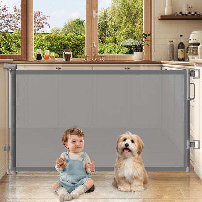 Retractable Baby Gates for Doorways, 58" Extra Wide Mesh Child Dog Gate for Stairs, 34" Tall Toddler Pet Gate Indoor and Outdoor, Easy Install, Essential for Home Safety, Black