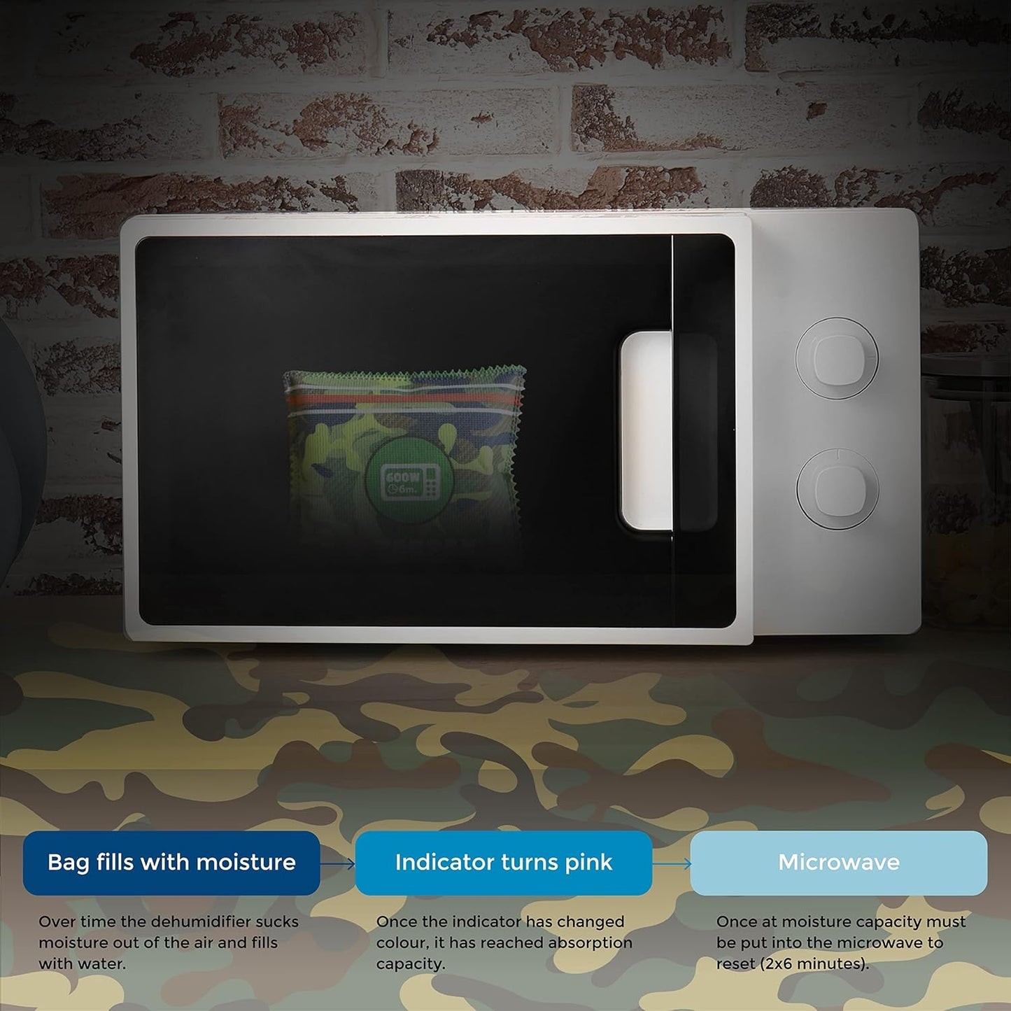 Zarpax Gun Safe Dehumidifier Camouflage - Rechargeable Desiccant Dehumidifier Bags - Reusable & Absorbs Moisture & Humidity - 4x Pack