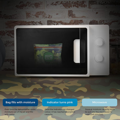 Zarpax Gun Safe Dehumidifier Camouflage - Rechargeable Desiccant Dehumidifier Bags - Reusable & Absorbs Moisture & Humidity - 4x Pack