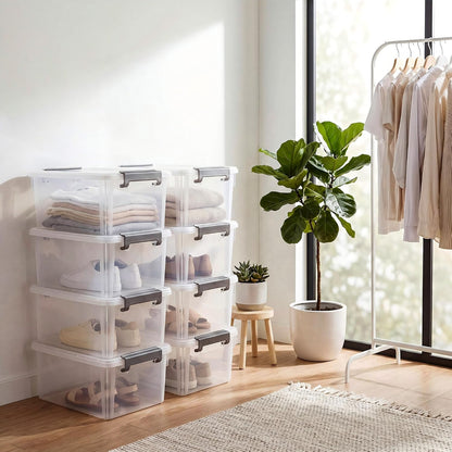 Citylife 57 QT Plastic Storage Bins with Double-Opening Lids, Storage Containers for Organizing, Large Clear Storage Box for Closet, Blankets, 2 Packs
