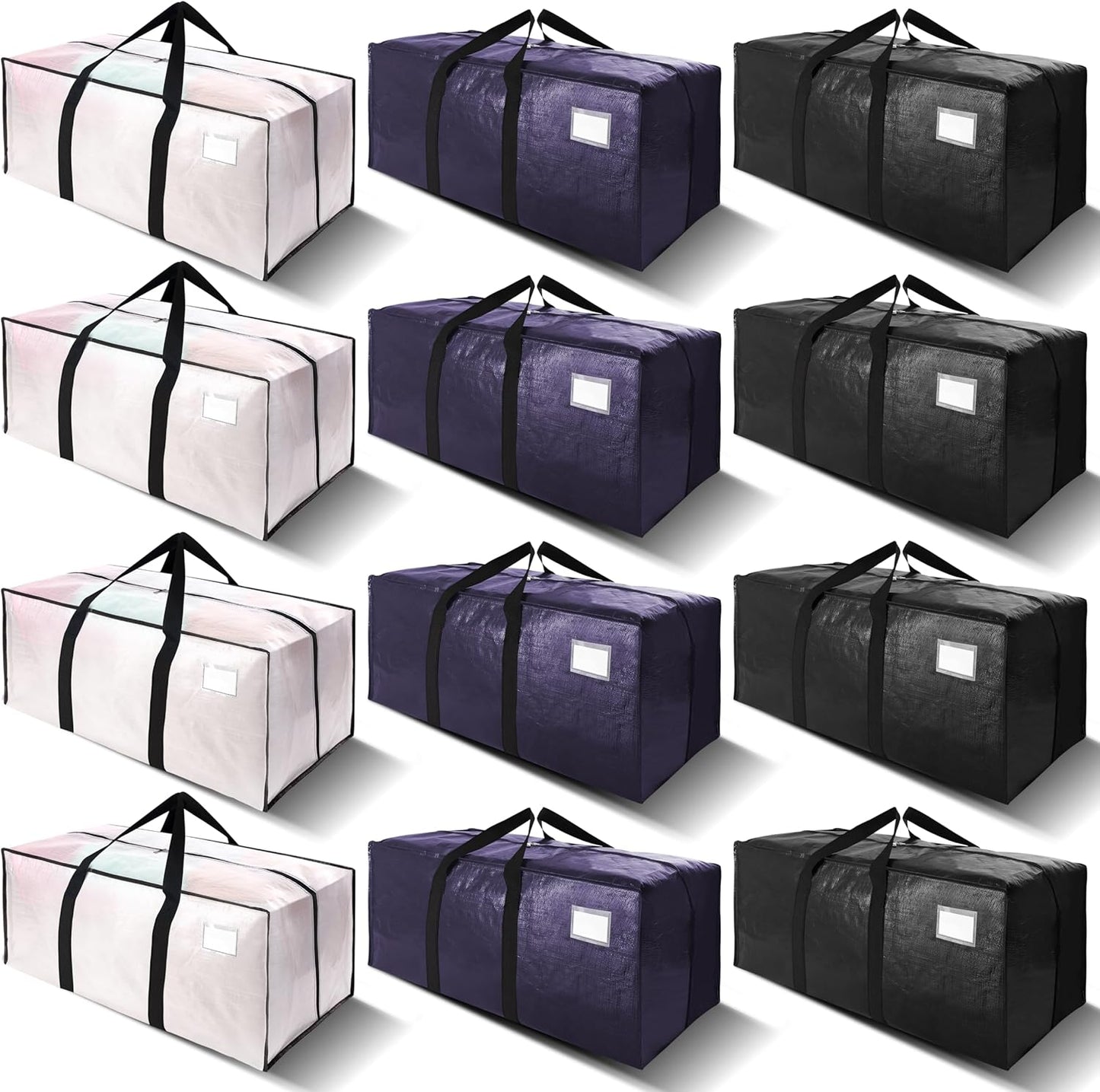 VELVETSURE Heavy Duty Extra Large Moving Bags W/Backpack Straps - Strong Handles & Zippers, Storage Totes For Space Saving, Fold Flat, Alternative to Box and Bin (Set of 6, Multicolor)
