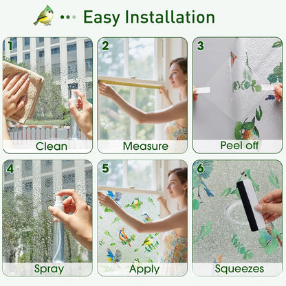 Frosted Window Privacy Film - Brushed Silver Static Cling Glass Film for Bathroom, Day and Night Door Privacy Film Window Cover to Stop Dog Barking, 17.5x78.7 Inch, Pure