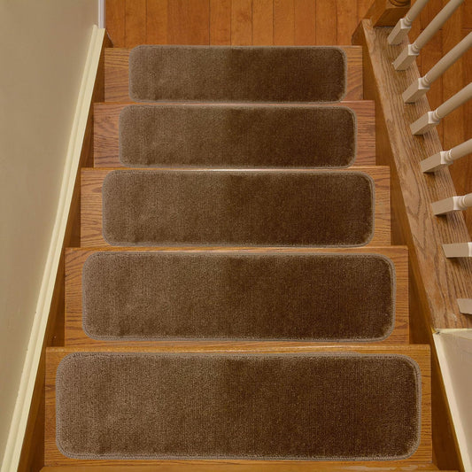 Comfy Collection Stair Tread Treads Indoor Skid Slip Resistant Carpet Stair Tread Treads Machine Washable 8 ½ inch x 30 inch (1 Piece, Beige)