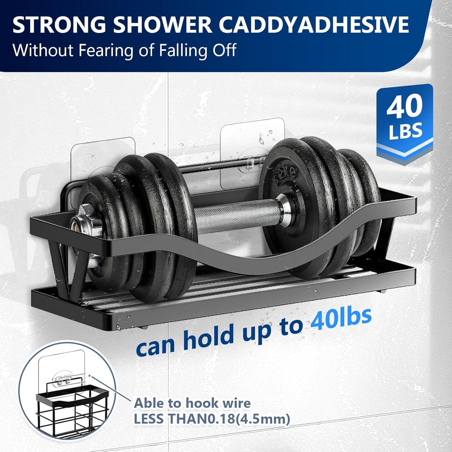 FGSAEOR 14-Pack Shower Caddy Adhesive Single Hooks for Replacement, Shower Holder Organizer Self Adhesive Wall Hooks for Bathroom Corner Shelf Basket Soap Dish