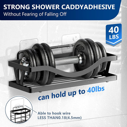 14 Pack Heavy Duty Shower Caddy Adhesive Replacement, 55 LB Hold | Up to 55 LB hold; Waterproof Shower Shelf Adhesive in 3 Hook Styles for Caddies, Shelves, Soap Holders and Racks.