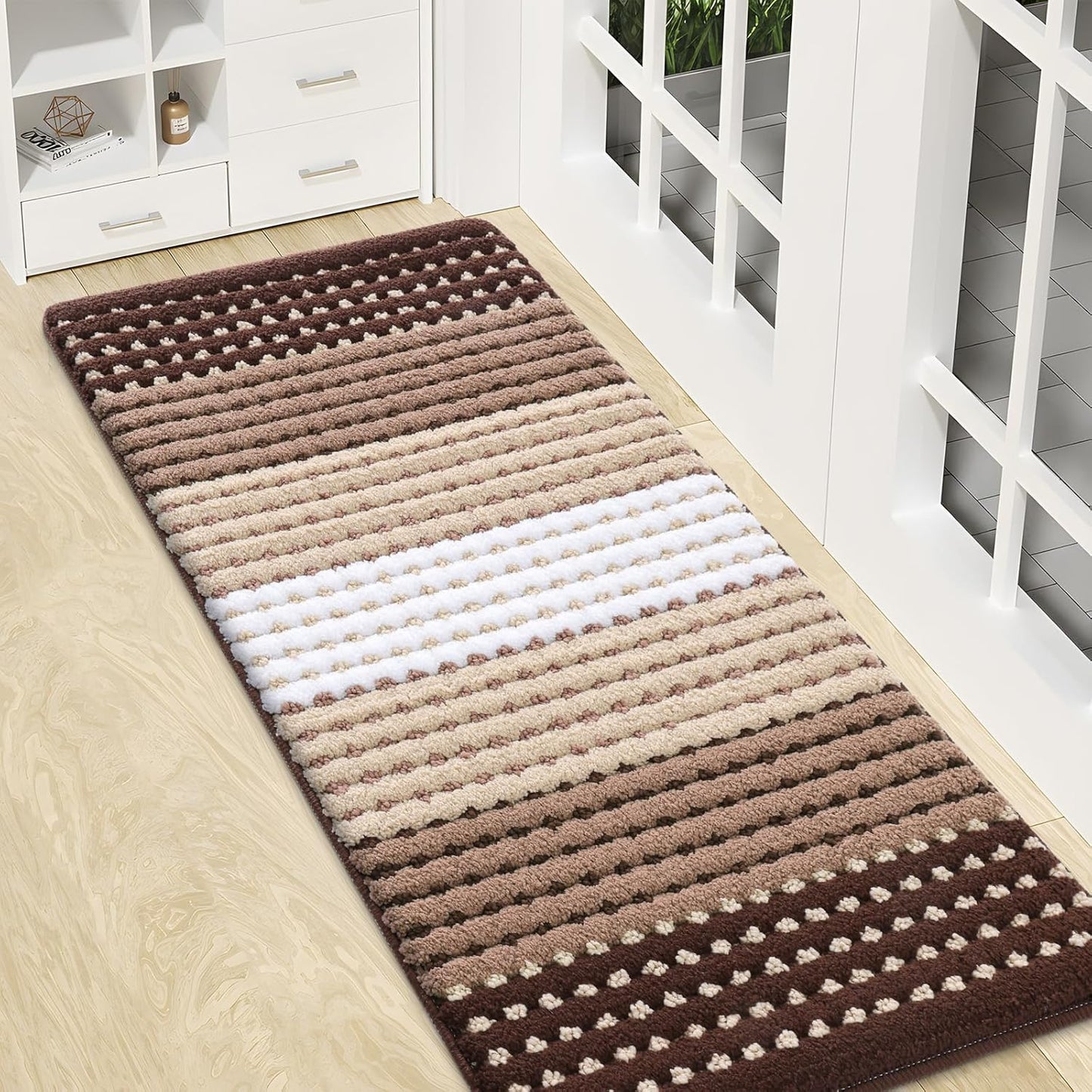 Kitinjoy Indoor Outdoor Door Mat, 32x20 Non-Slip Absorbent Dirt Trapper, Low-Profile Washable Inside Entrance Front Floor Mat, Sturdy Soft Entry Doormats for Entryway, Grey