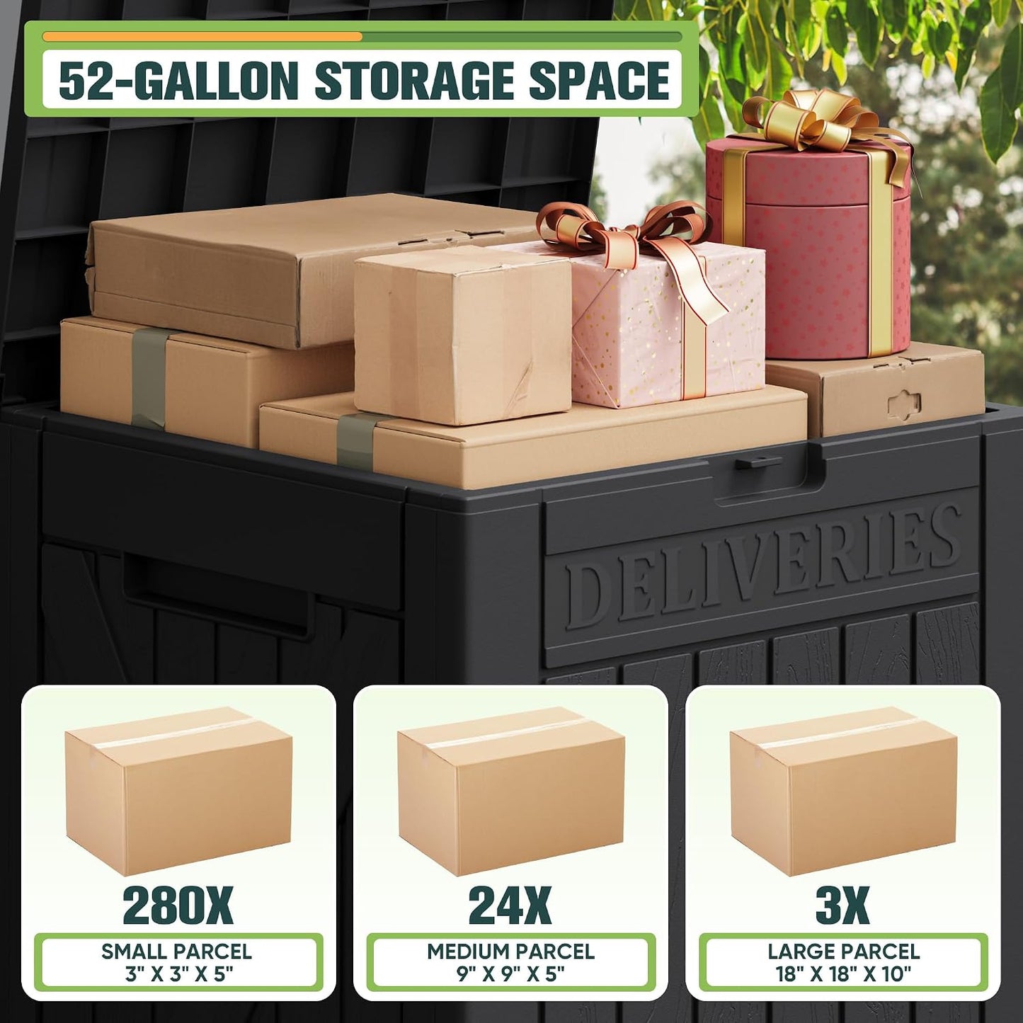 Greesum 31 Gallon Resin Deck Box All Weather Outdoor Storage Boxes for Patio Furniture Set,Outdoor Toys,Garden Tools,Black
