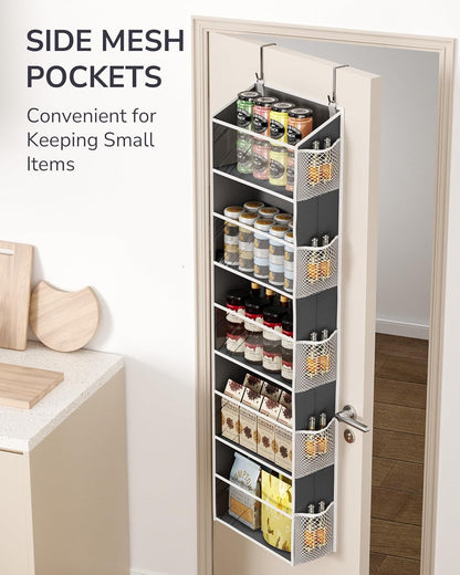 ULG Over the Door Organizer, 5-Tier Extra Large Hanging Storage with 10 Mesh Pockets, 100 lbs Capacity, Heavy Duty Door Organizer for Closet, Bedroom, Nursery Storage, Beige