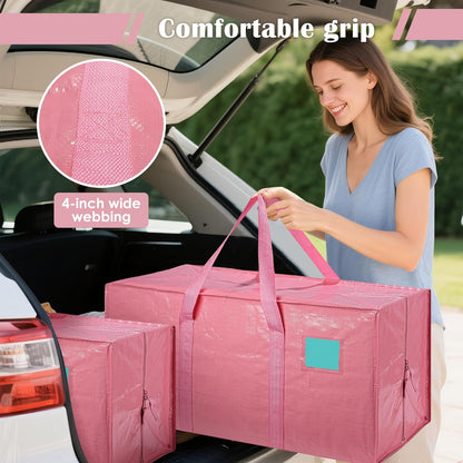 6 Pack Moving Bags Heavy Duty 210GSM with Full-Open Side Zipper, 93L 220lbs Waterproof Foldable Storage Totes for College Dorm Move-In, Moving Boxes Alternative & Home Organization, Blue