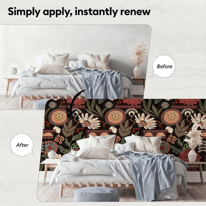 17"x118" Peel and Stick Wallpaper for Renter Friendly, Removable Wallpaper Peel and Stick, Self-Adhesive Textured Contact Paper for Walls, Cabinets, Countertops(Morning Song of Flowers)